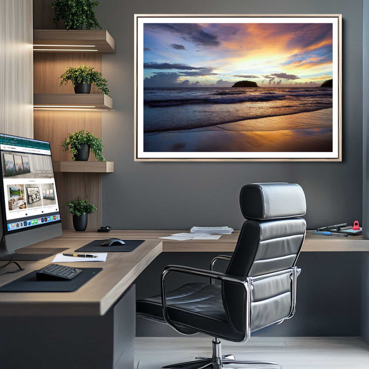 Beach Sunset Wall Art Canvas Print – Tropical Ocean Waves