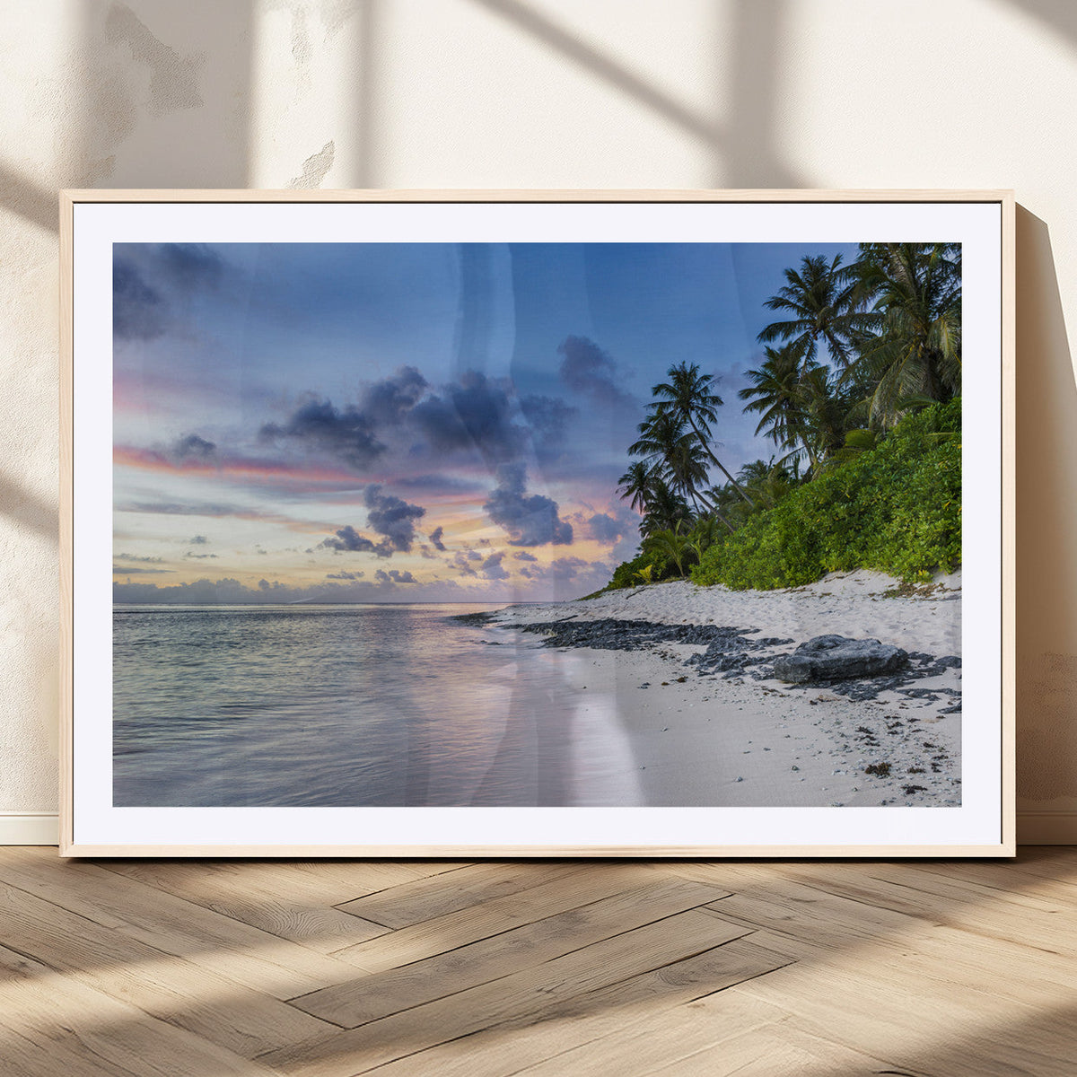 Tropical Beach Wall Art Canvas Print – Framed Sunset Glow