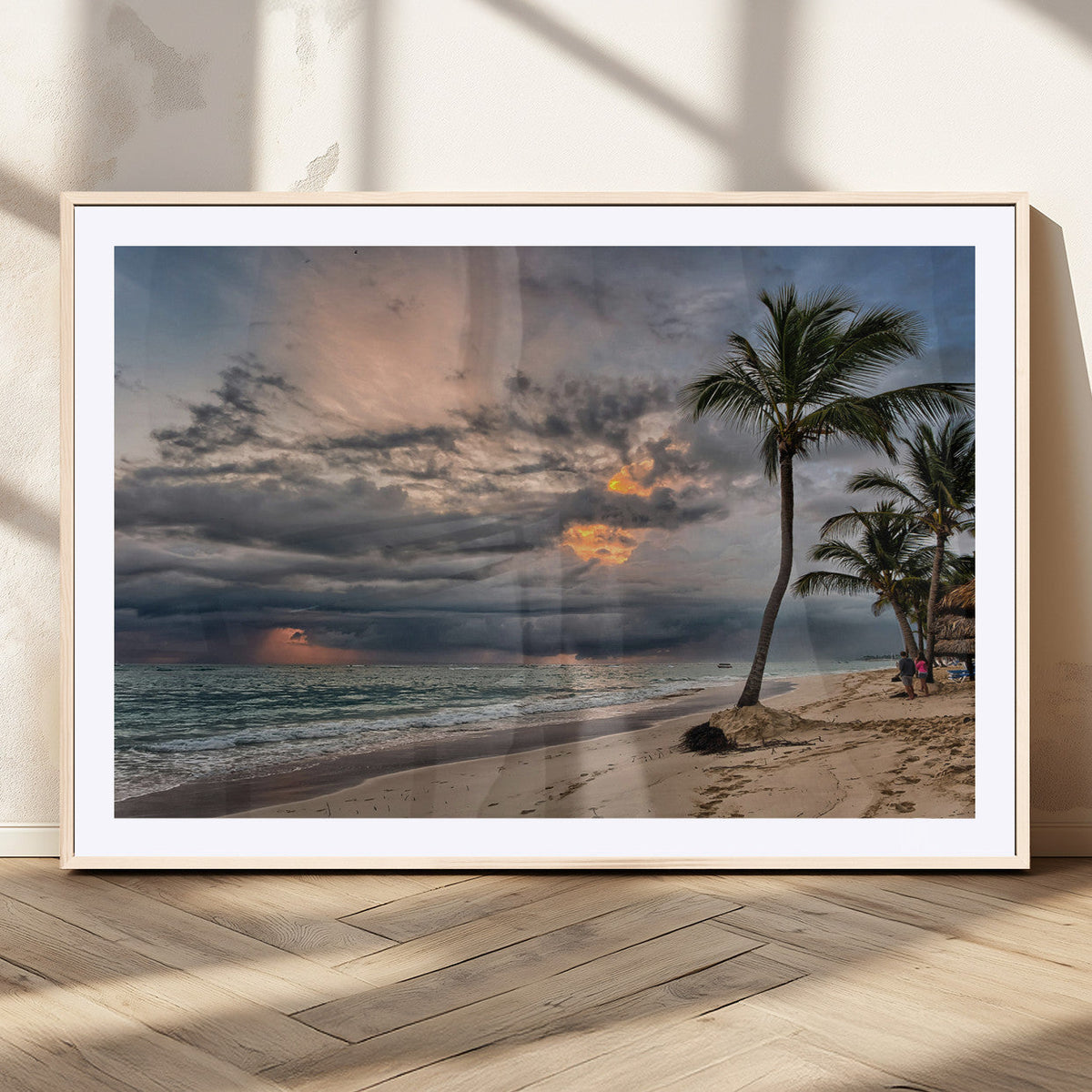 Tropical Storm Wall Art Canvas Print – Framed Moody Beach