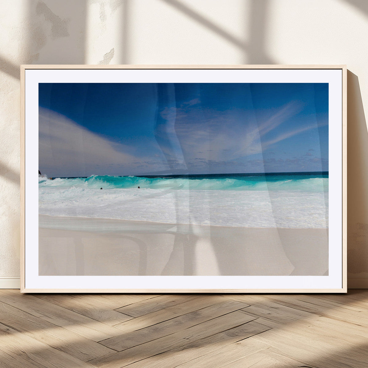Ocean Breeze Wall Art Canvas Print, Aqua Waves and Coastal