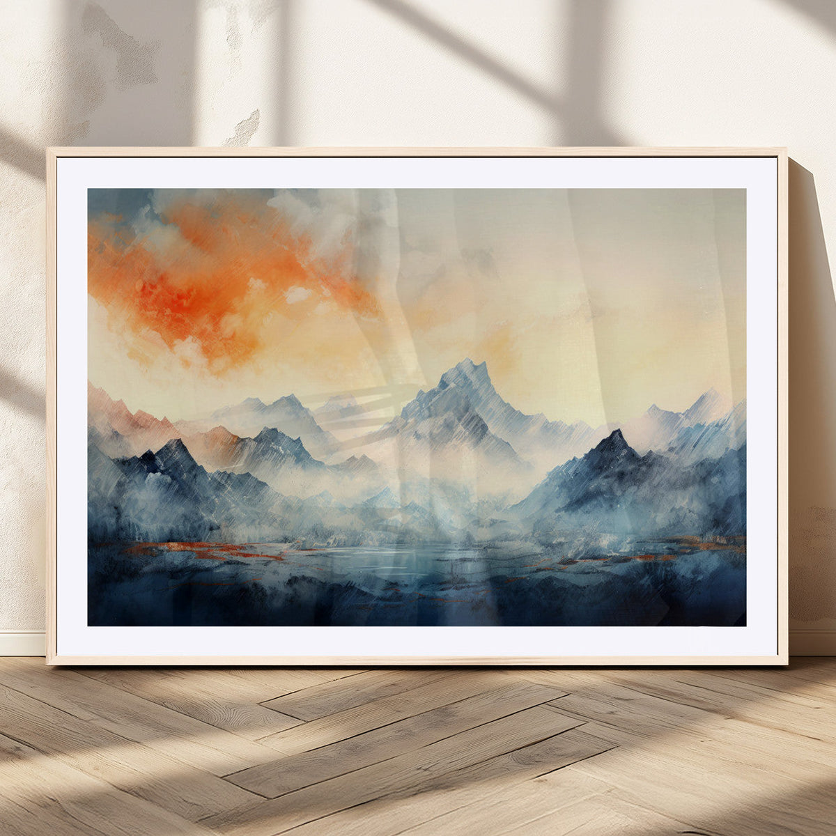 Warm Clouds Abstract Mountain Wall Art Canvas Print