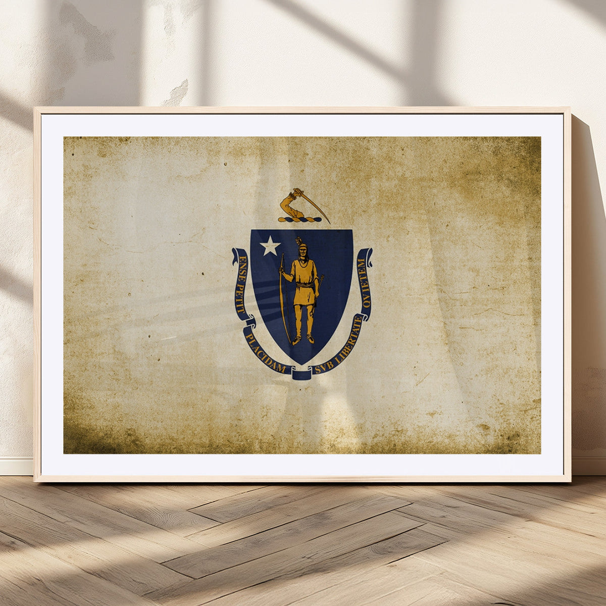 Massachusetts Flag Wall Art Canvas Print