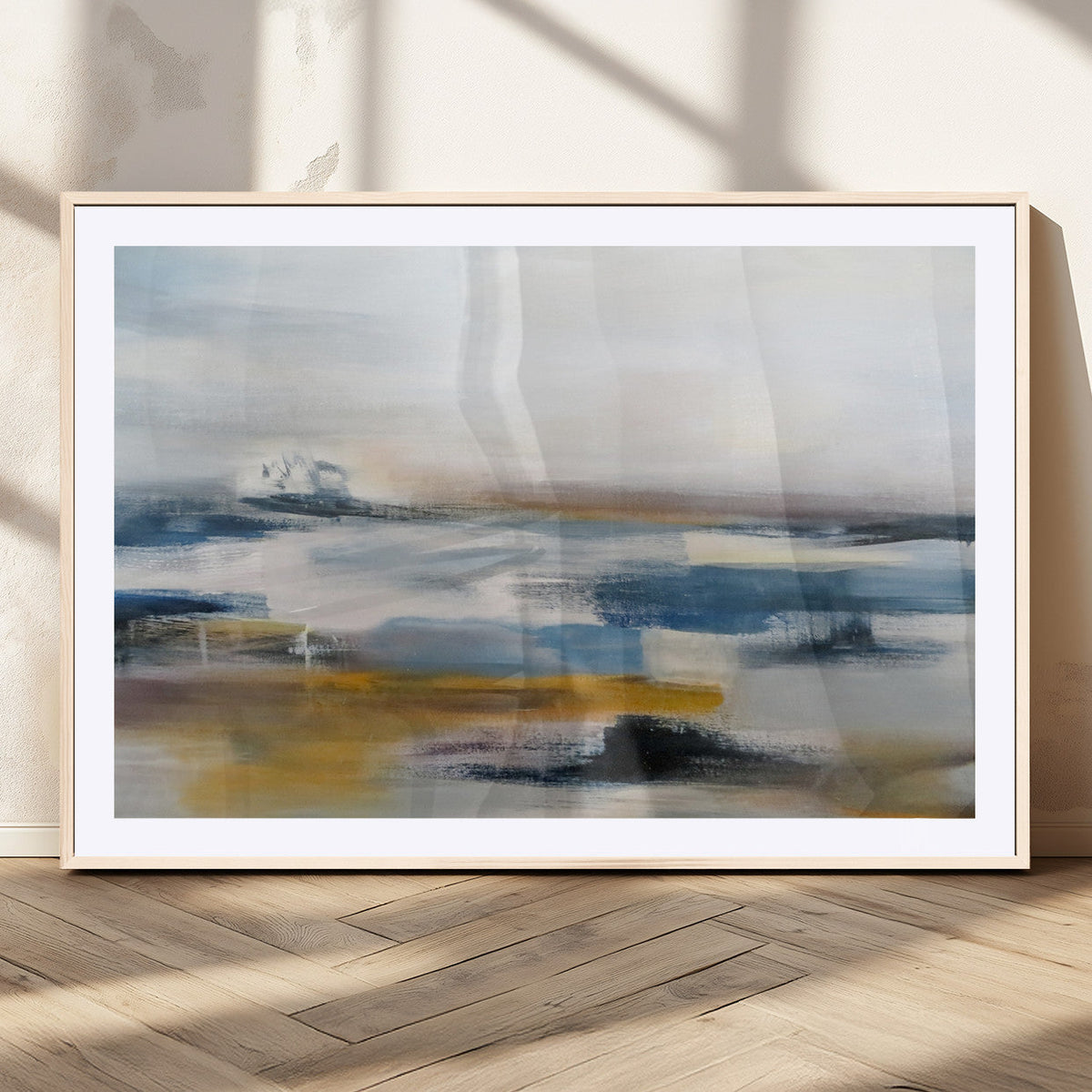 Abstract Landscape Wall Art Canvas | 3 Panel Modern Blue,