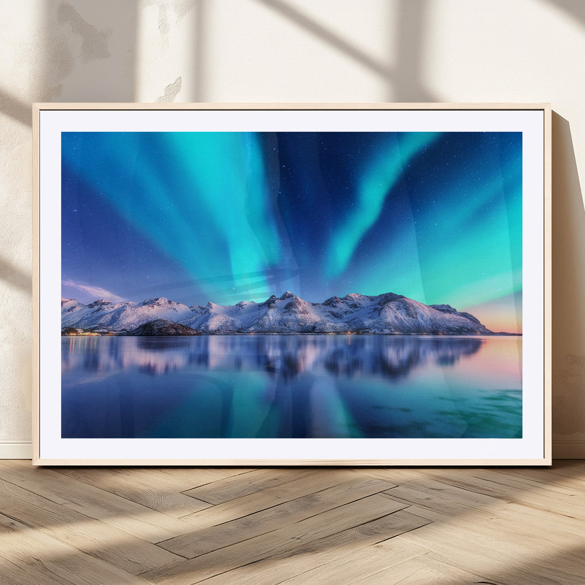 Northern Lights above Mountain Wall Art, Northern Lights