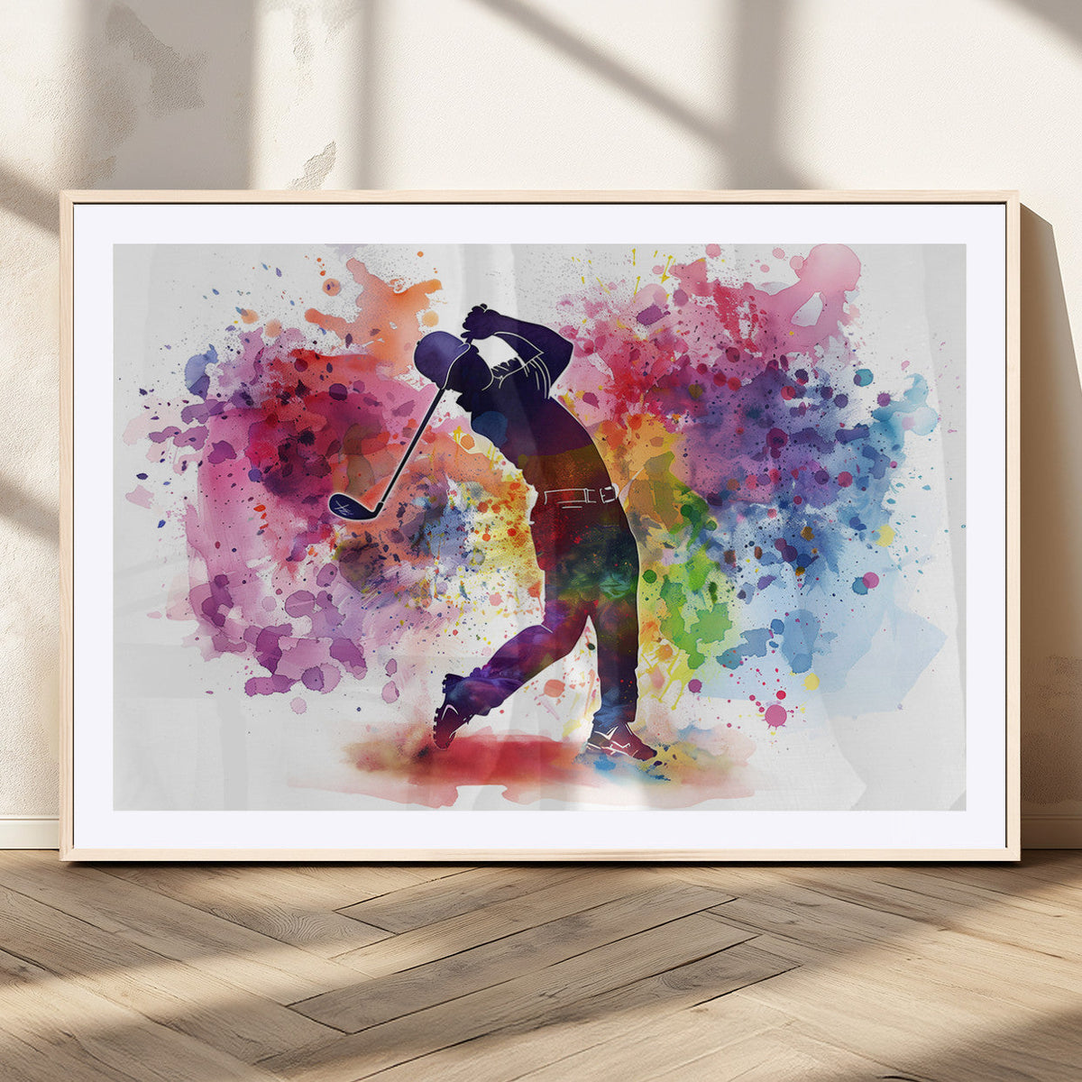 Colorful Golfer Swing Wall Art Canvas Print - Ready to Hang,