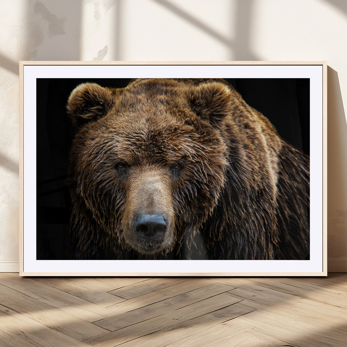 Grizzly Brown Bear Canvas Wall Art, Wildlife Animal Canvas