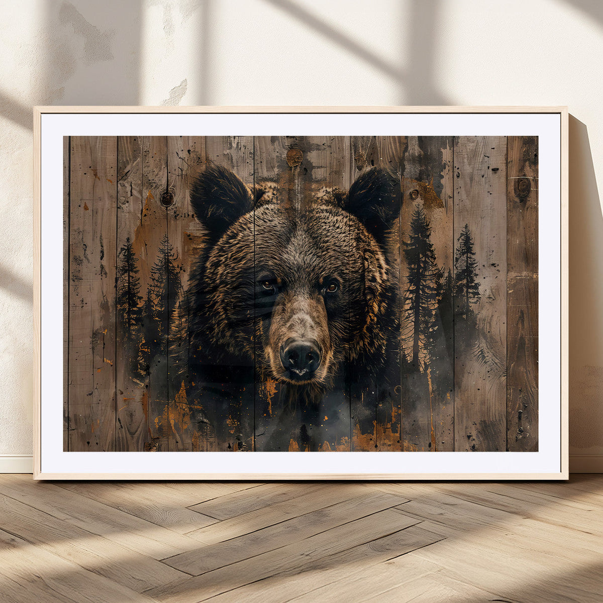 Rustic Grizzly 399 Wall Art | Triptych Canvas Print | Rustic