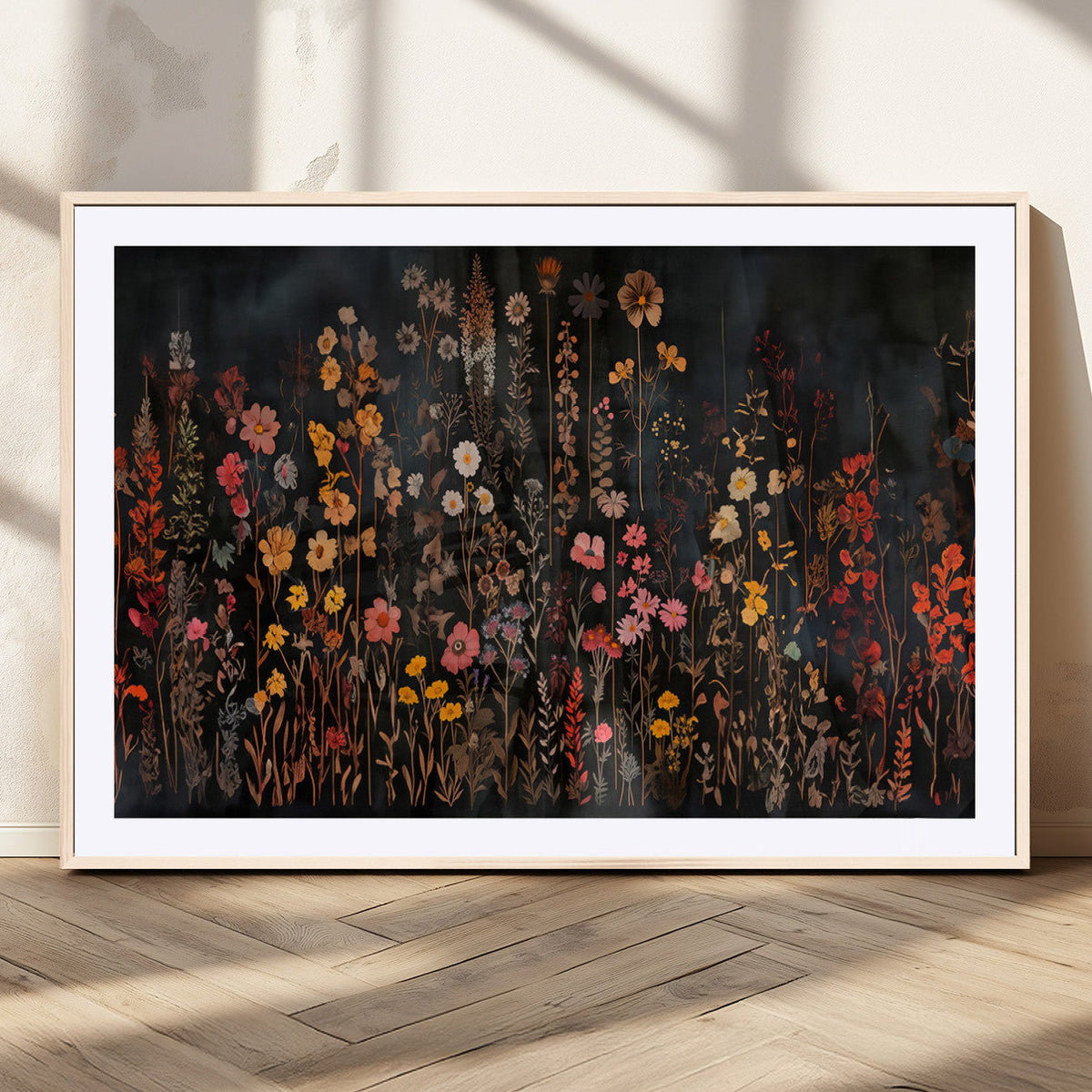 Large Floral Painting Print Illustration Flowers Canvas Wall