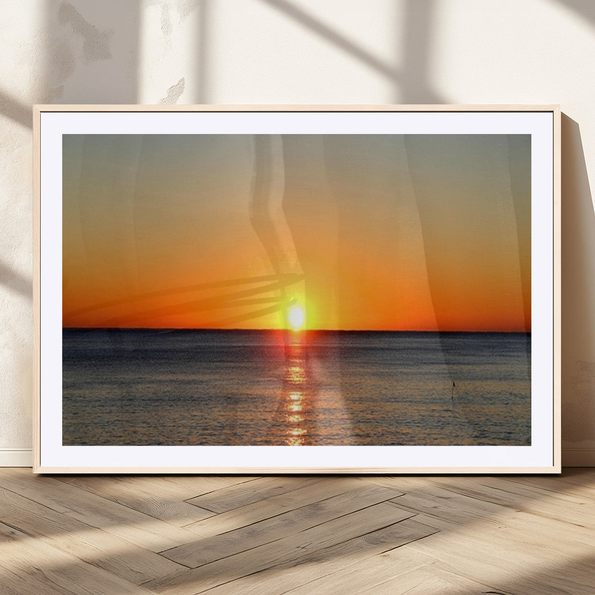 Golden Horizon Sunset Over Ocean Wall Art Canvas Print –