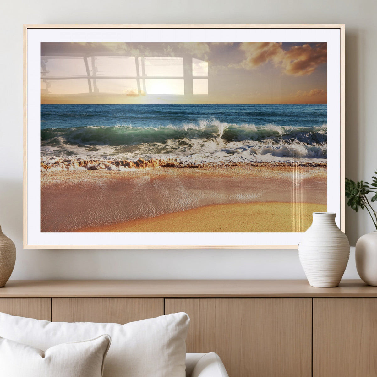 Serene Beach Path Canvas Art, Giclee Canvas Print with