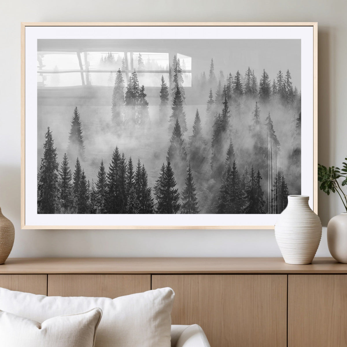 Forest Wall Art Print | Foggy Pine Forest Canvas Wall Art -