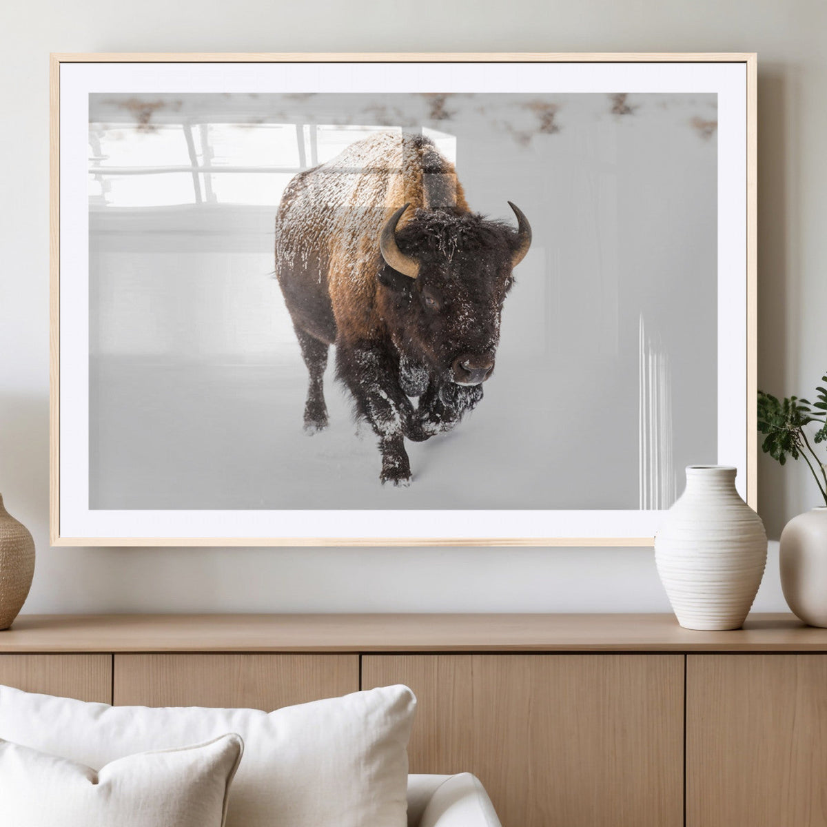 Bison Winter Wall Art Canvas Print For Farmhouse Decor