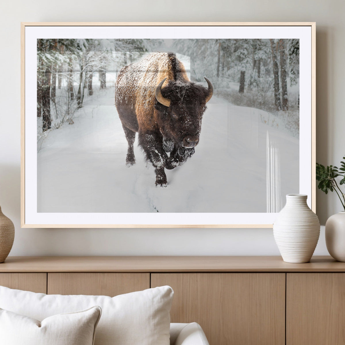 Bison Wall Art Canvas Print For Farmhouse, Animal Canvas