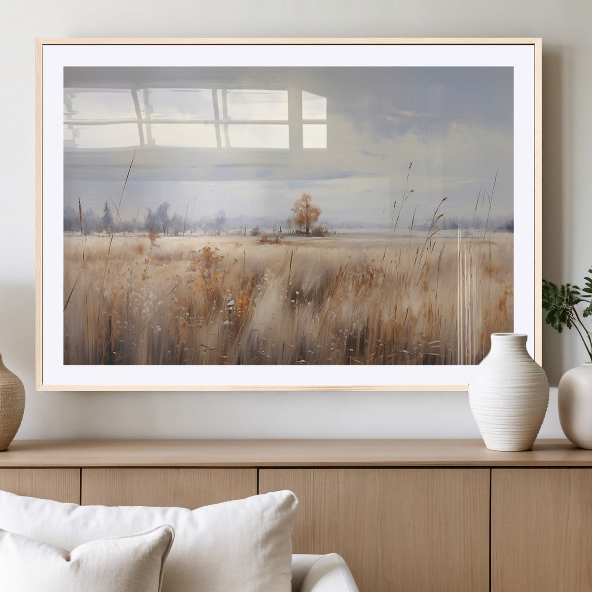 Golden Fields Wall Art Print Canvas – Serene Landscape of