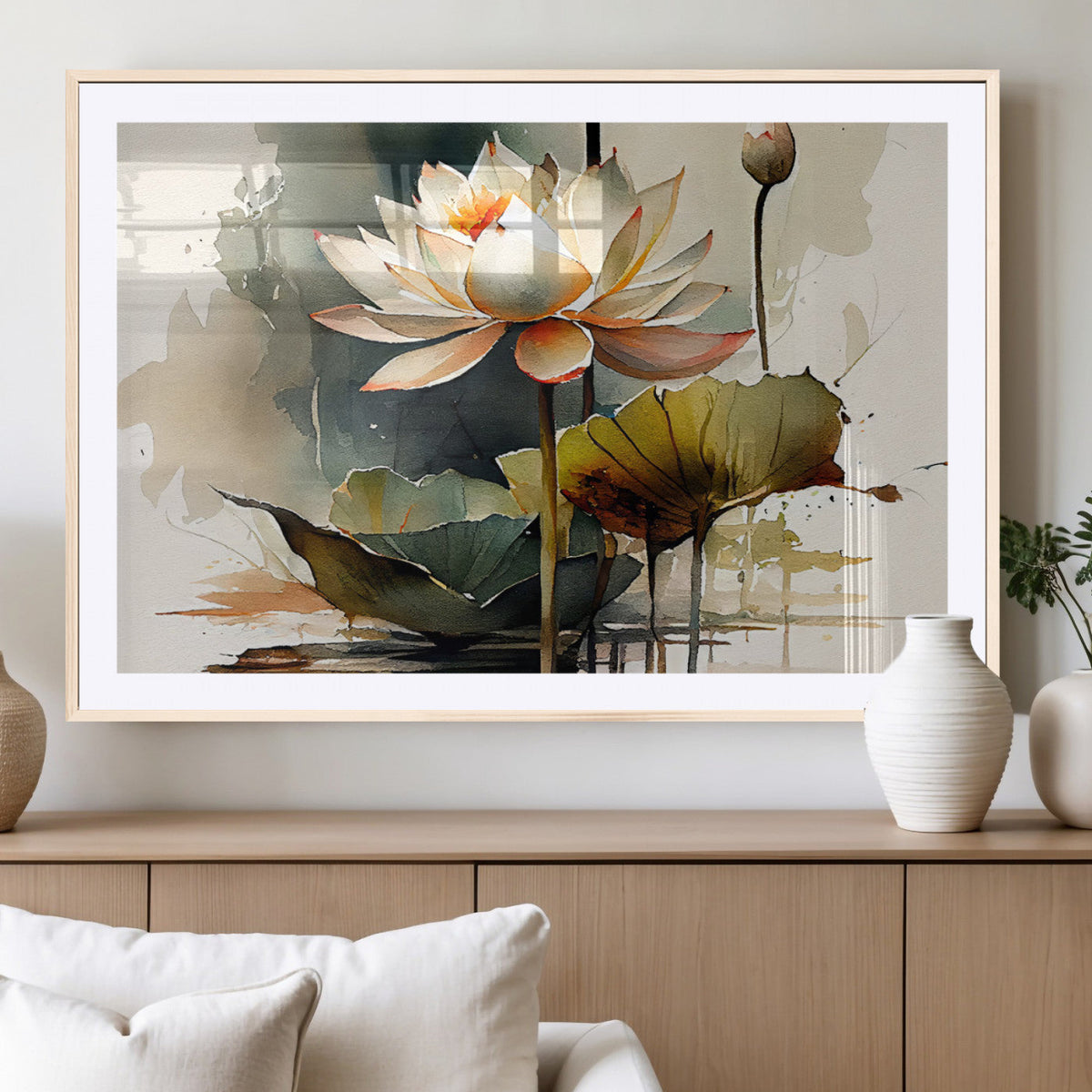 Lotus Flower Watercolor Canvas Print – A Symbol of Serenity