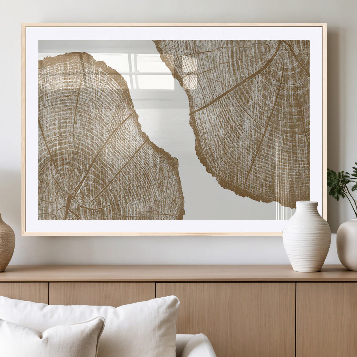 Rustic Brown Tree Ring Wall Art Canvas Print – Framed and