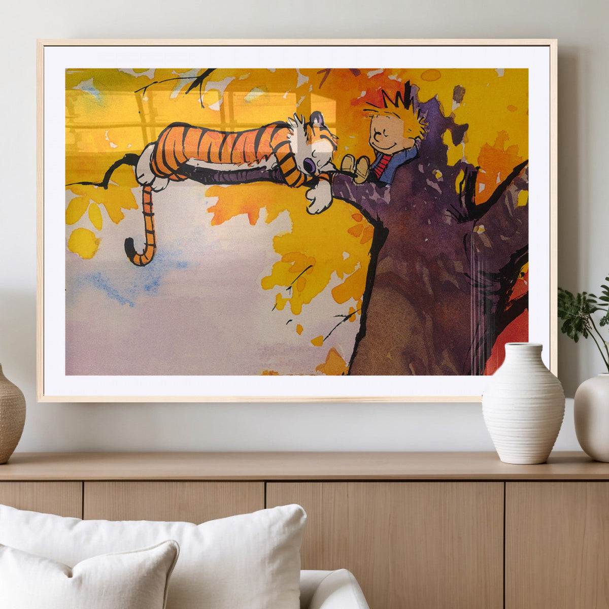 Calvin and Hobbes Tree Scene Canvas Print | 3 Panel Large