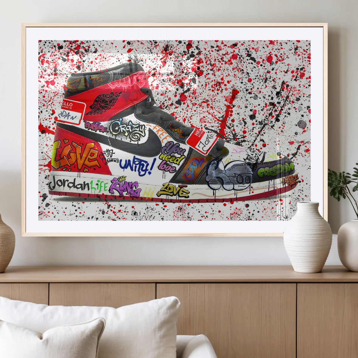 Jordan Shoes Graffiti Wall Art Canvas Print- Jordan Graffiti