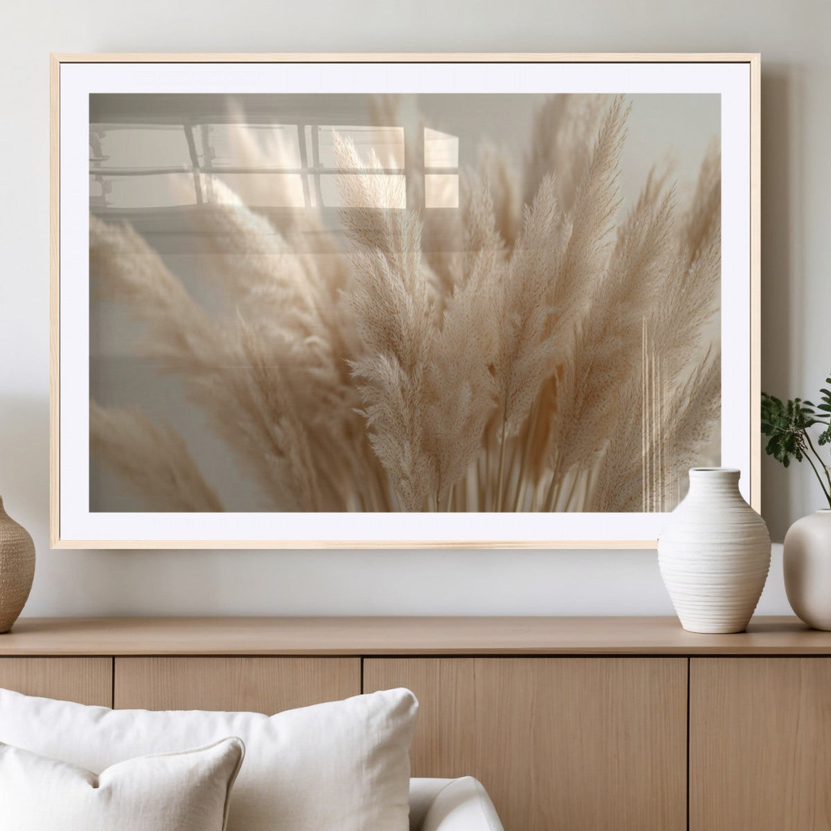 Pampas Grass Canvas Wall Art - Elegant Neutral Decor for