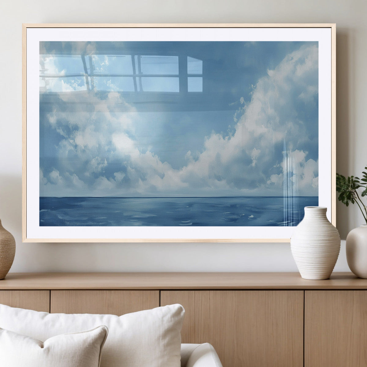 Abstract Ocean Print Artwork- Serene Blue Ocean Canvas Wall