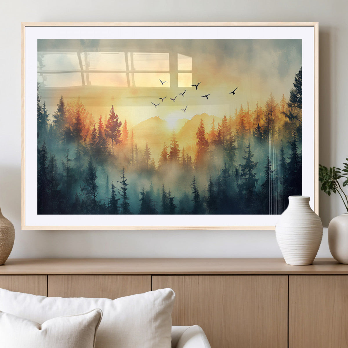Abstract Forest Wall Art Print- Serene Nature Canvas Print