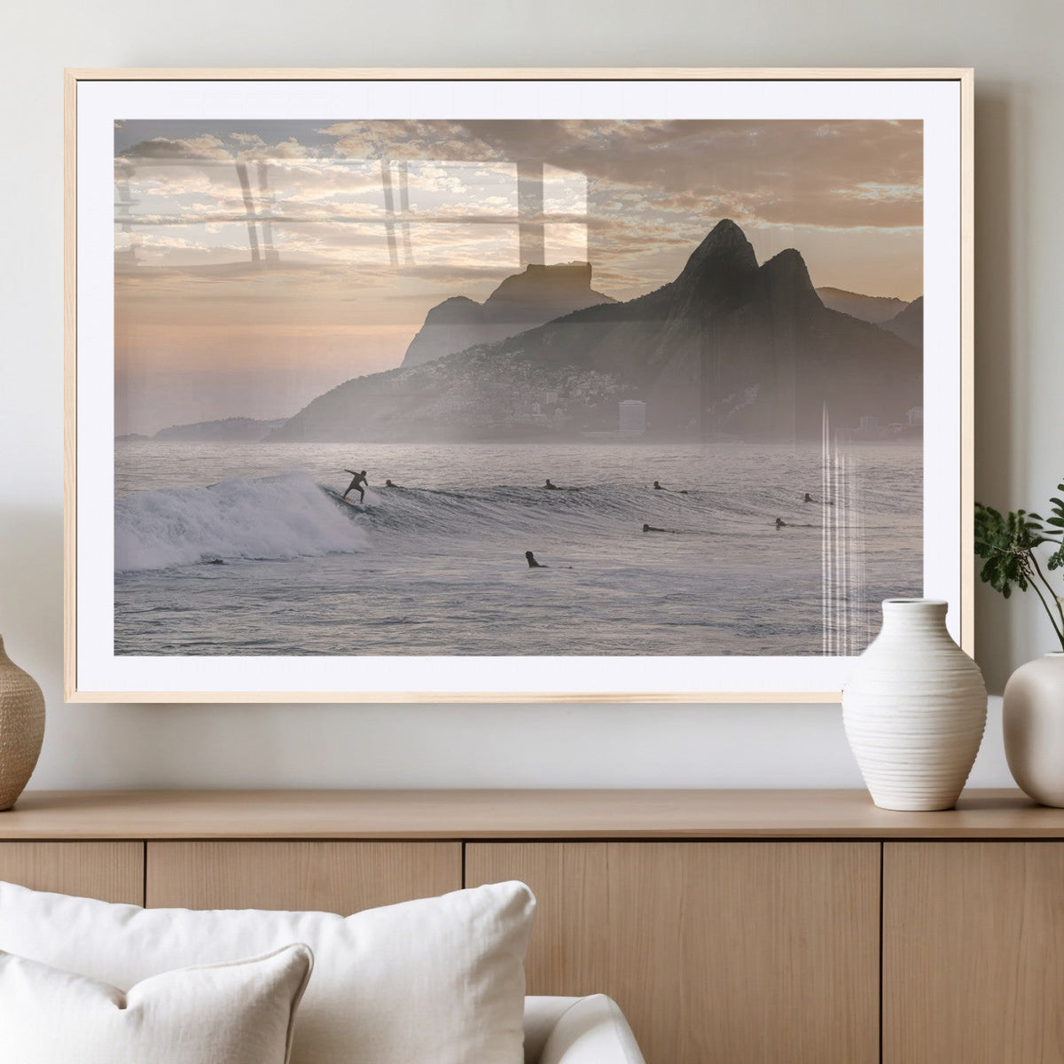 Sunset Surfing Wall Art Canvas Print – Framed Misty