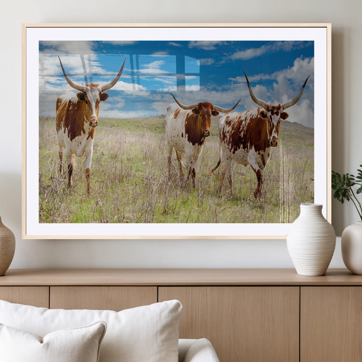 Texas Longhorn Wall Art Canvas Print – Framed Western Decor