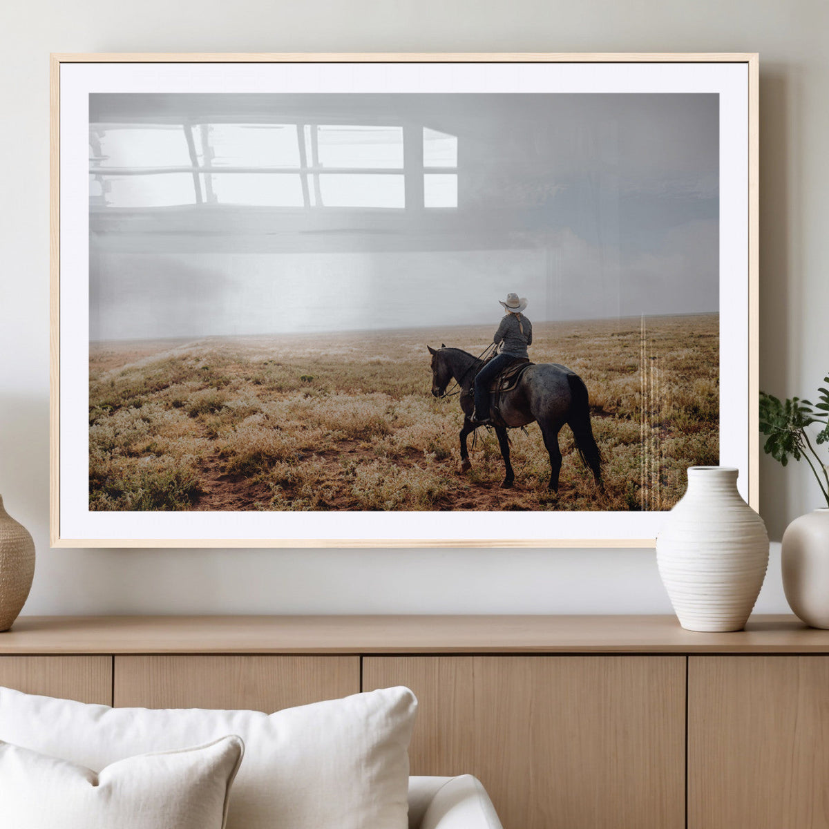 Cowboy Wall Art Canvas Print – Framed Western Ranch Scene