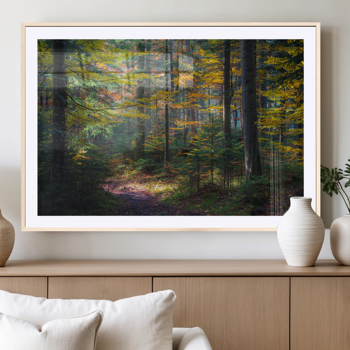 Autumn Forest Wall Art Canvas Print – Framed Fall Woodland