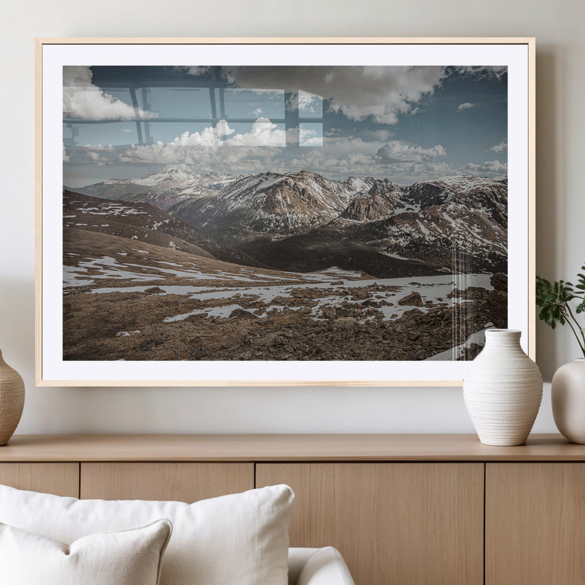 Mountain Landscape Wall Art Canvas Print – Framed Snowy