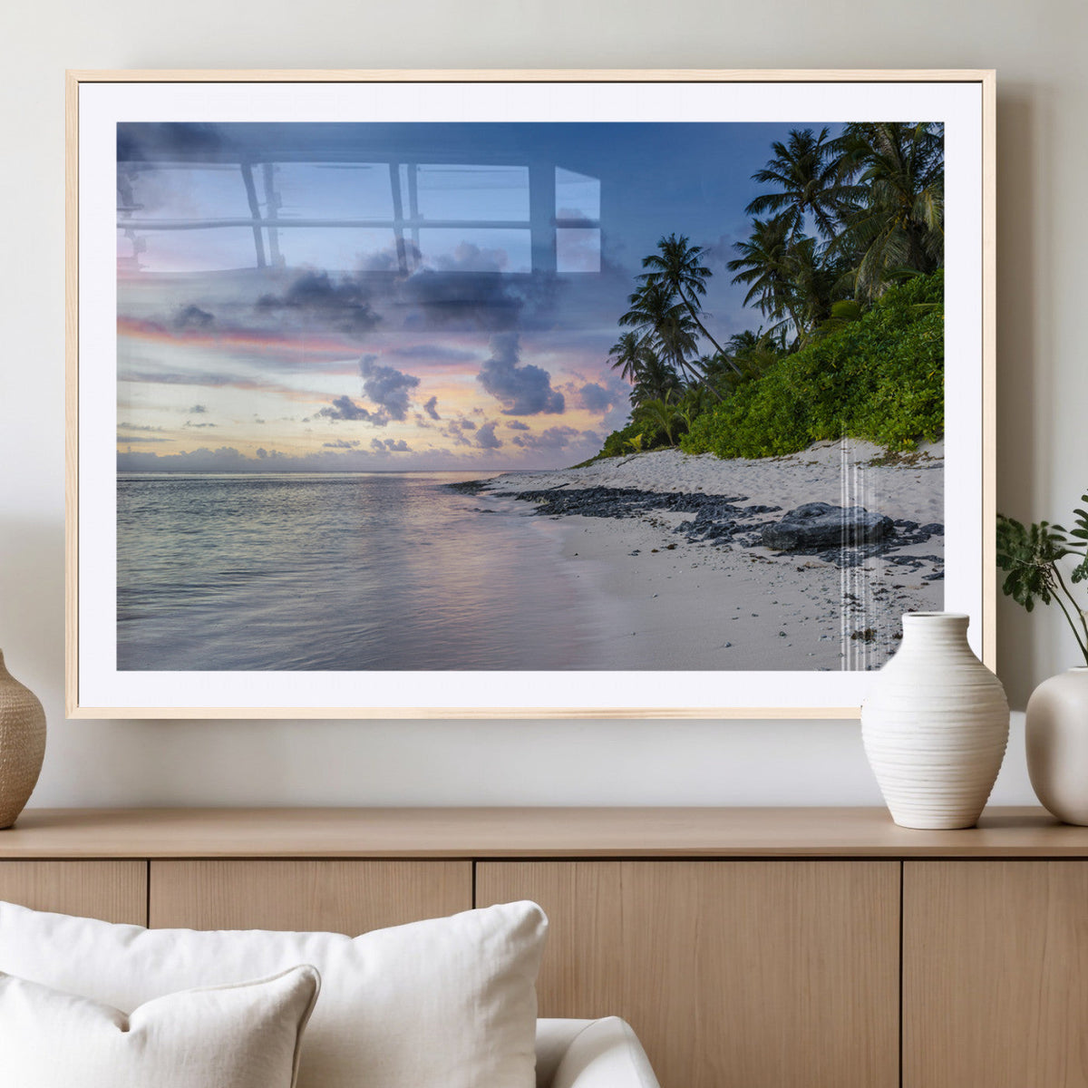 Tropical Beach Wall Art Canvas Print – Framed Sunset Glow