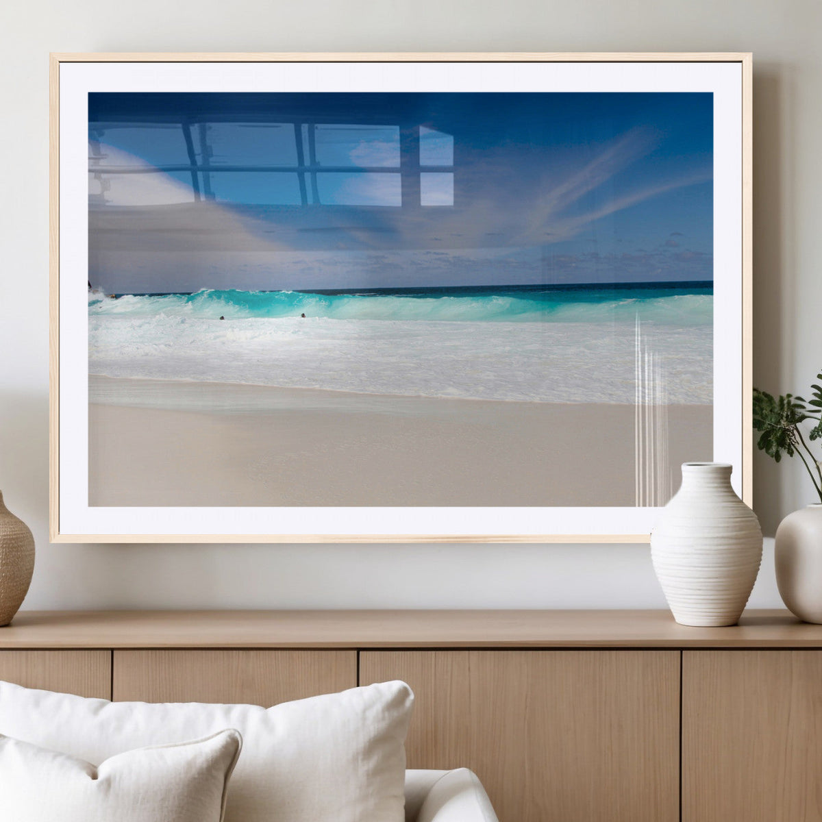 Ocean Breeze Wall Art Canvas Print, Aqua Waves and Coastal