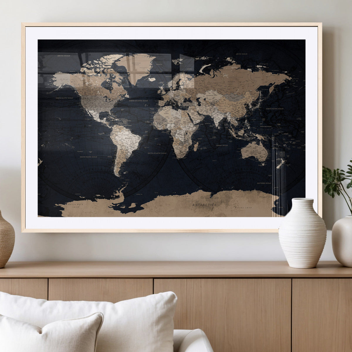 Grunge Wall Art World Map Canvas Print
