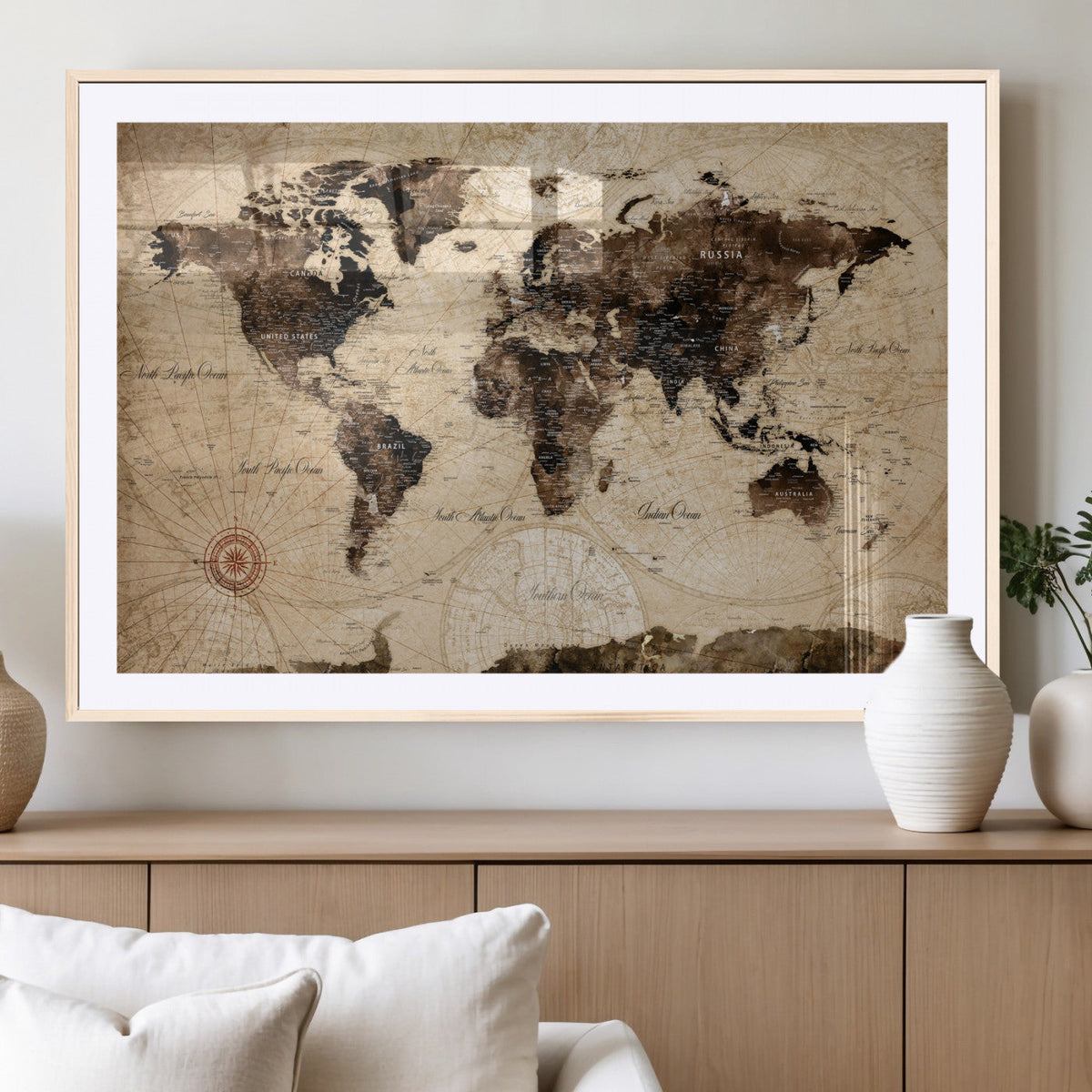 World Map Wall Art Canvas Print