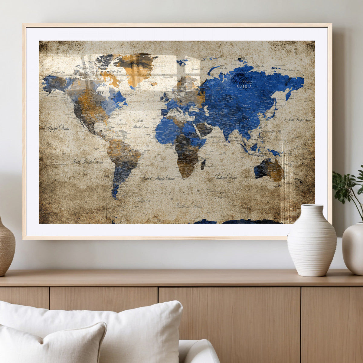 World Map Canvas Print – Colorful Abstract Travel Map,
