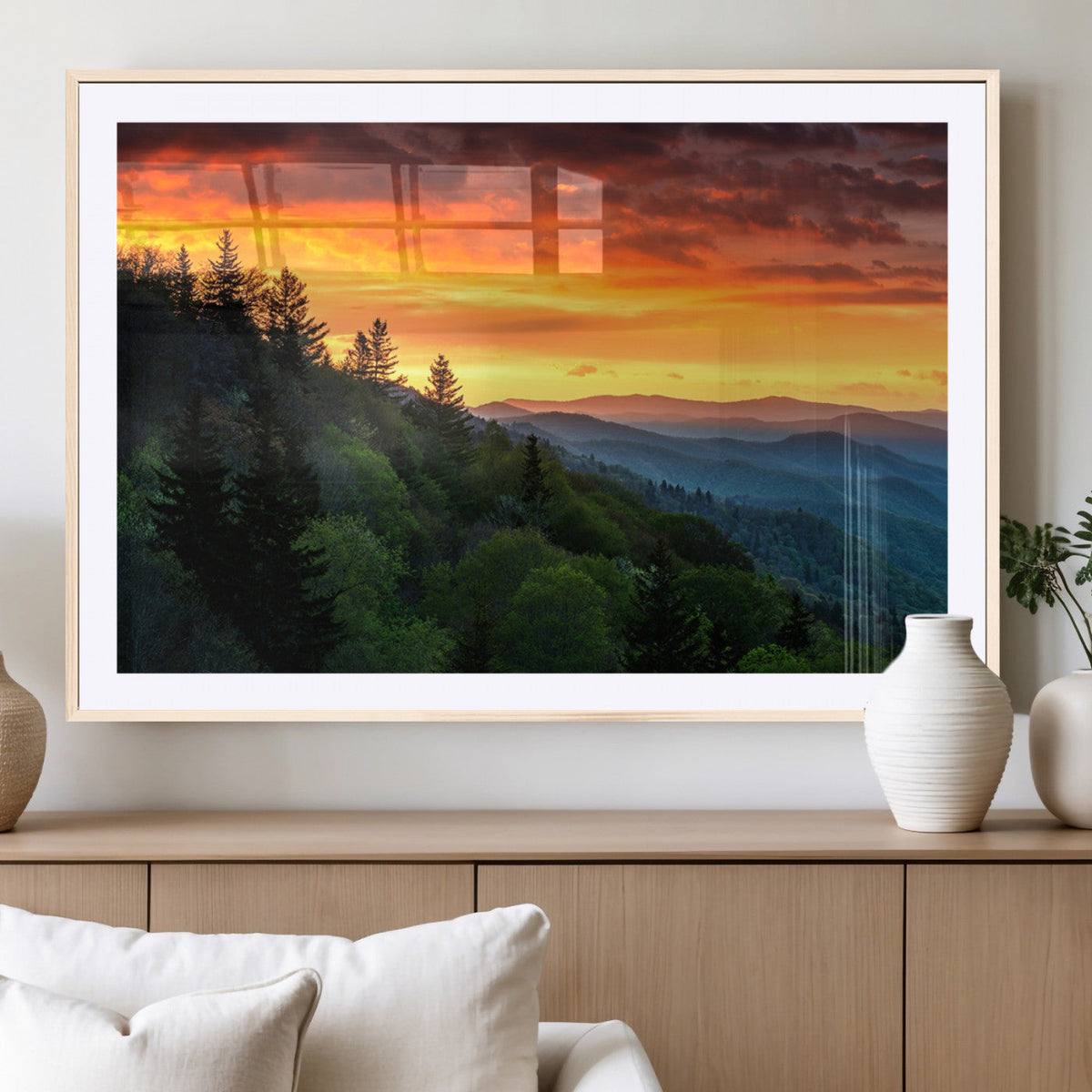 Forest Landscape Wall Art Sunset Canvas, Forest Sunset