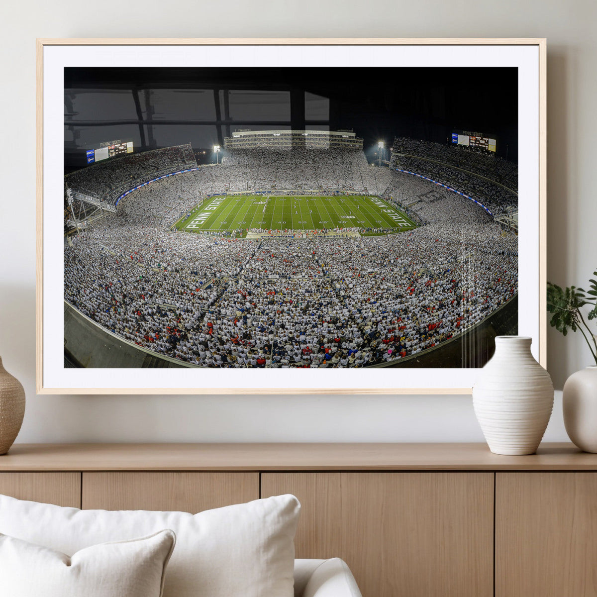 Beaver Stadium Night Game Triple Canvas Wall Art - Penn