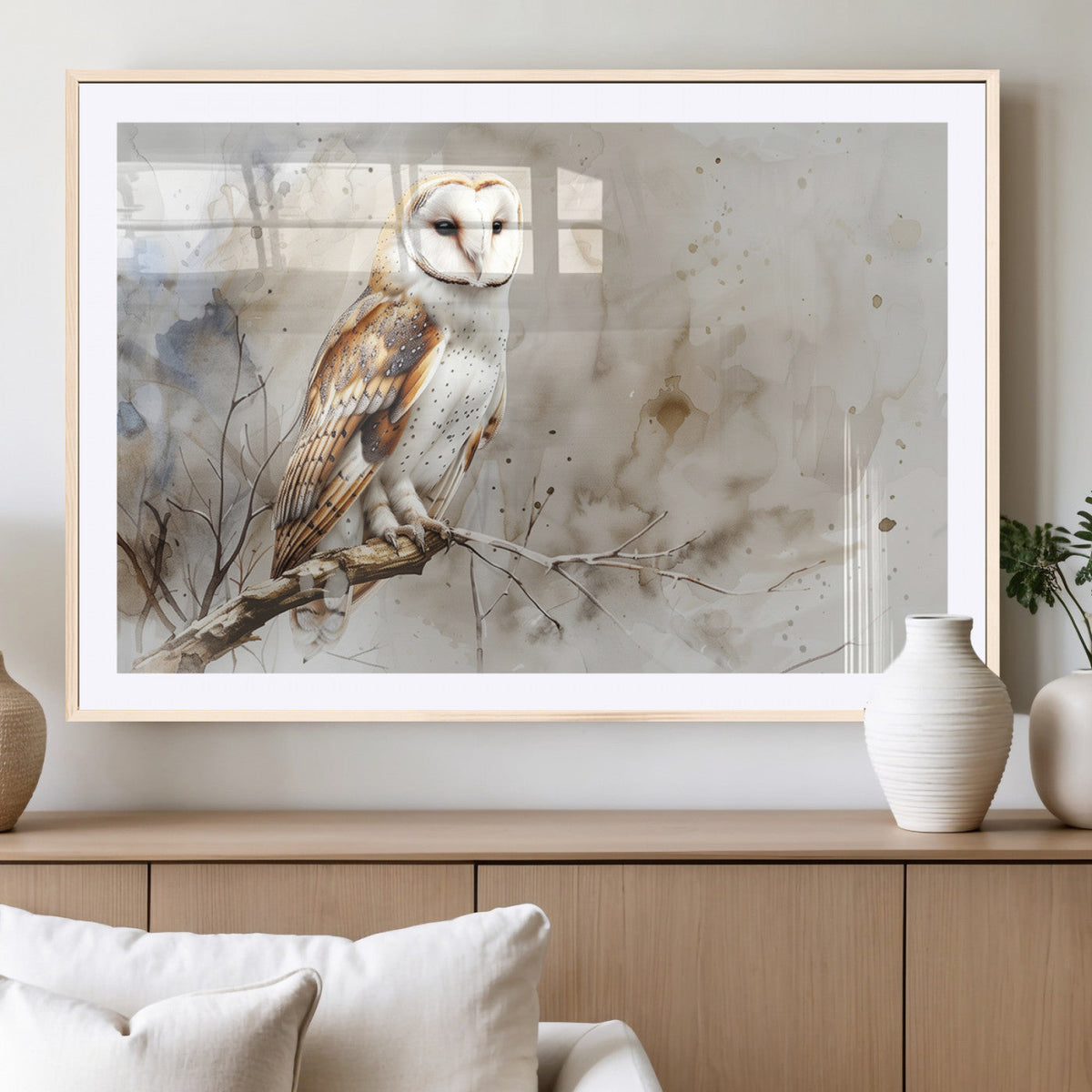 Barn Owl Wall Art | Watercolor Canvas Print | Perfect for