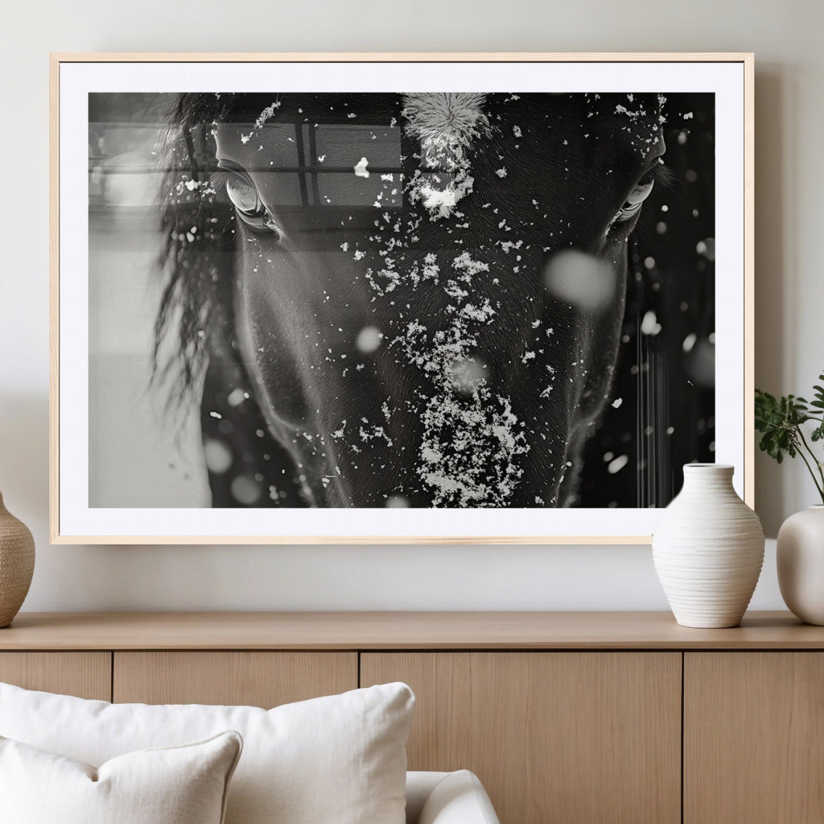 Winter Horse Snow Wall Art Canvas Print