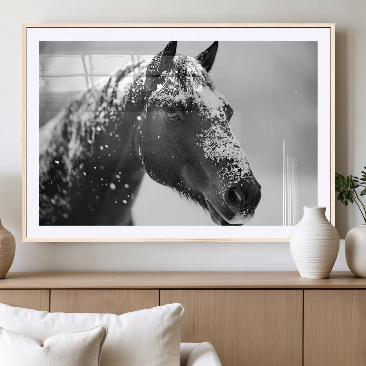 Horse Canvas Print - Winter Horse Snow Wall Art Canvas Print