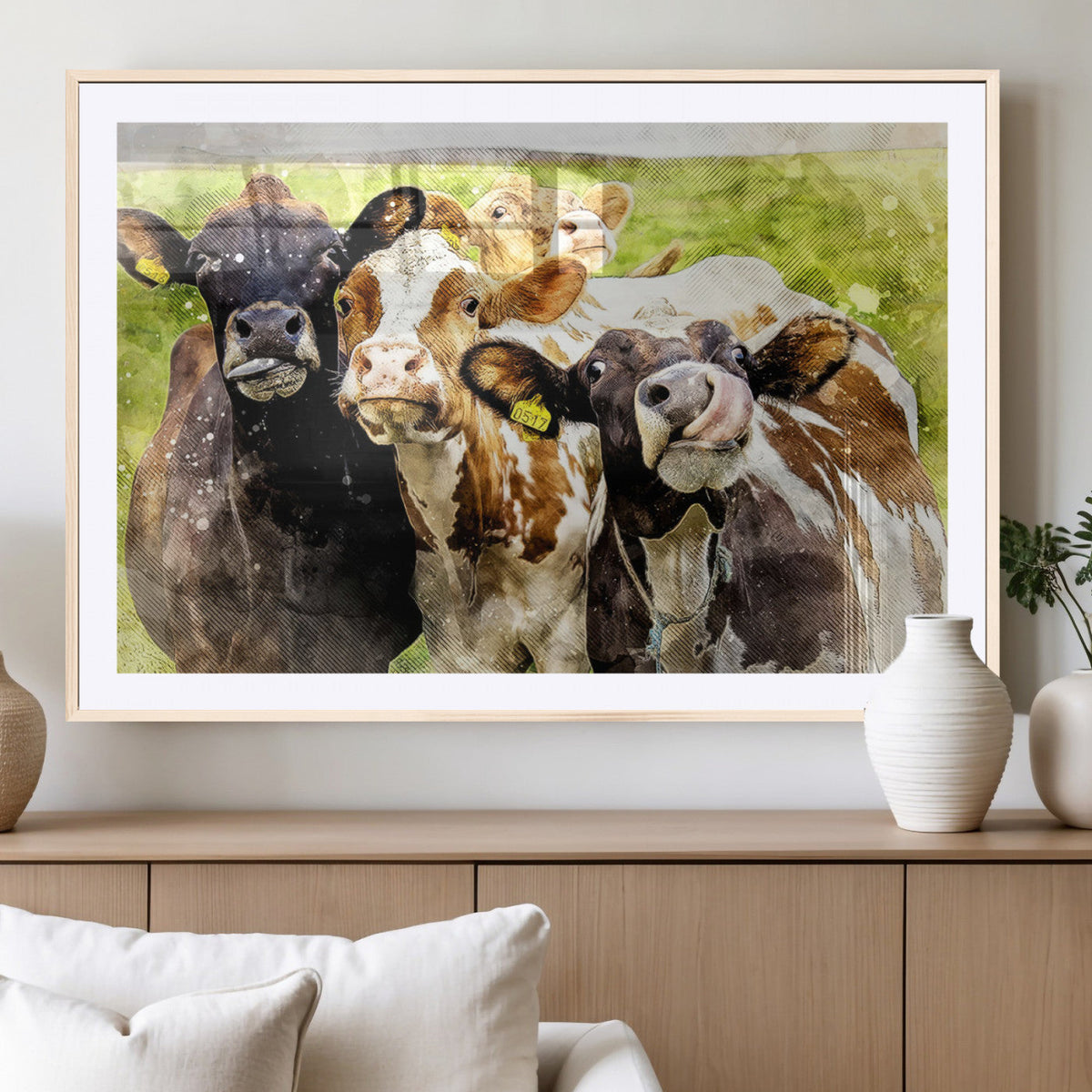 Curious Cows Farmhouse Wall Art | Ready to Hang and Framed