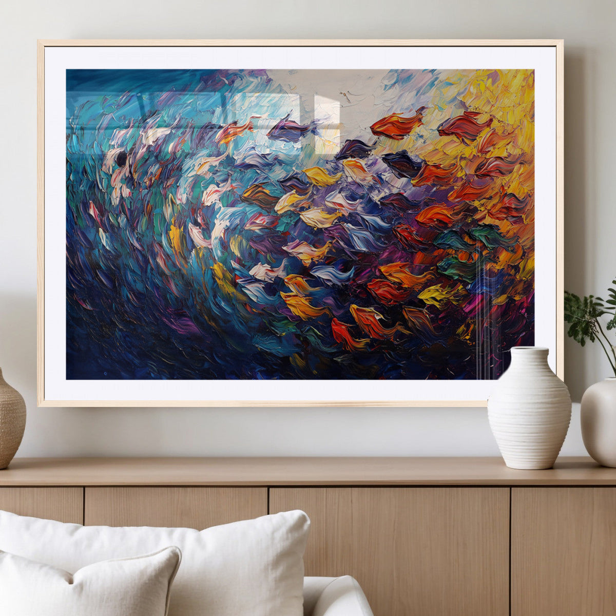 Vibrant Abstract Fish Swarm Art – Colorful Fish Inspired