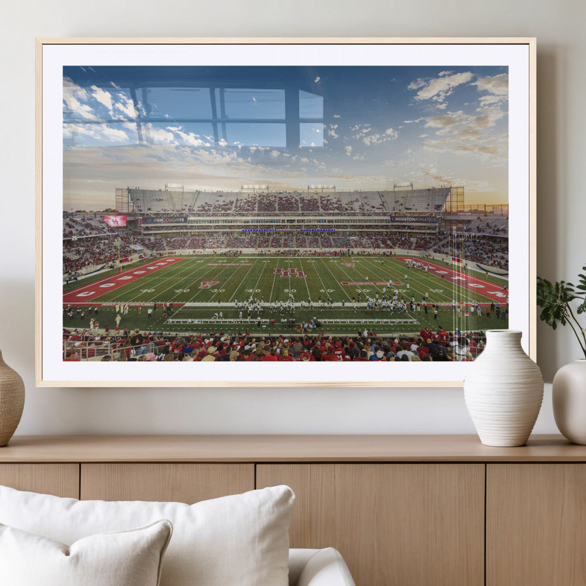Framed Houston Cougars Football Team Print - Houston TDECU