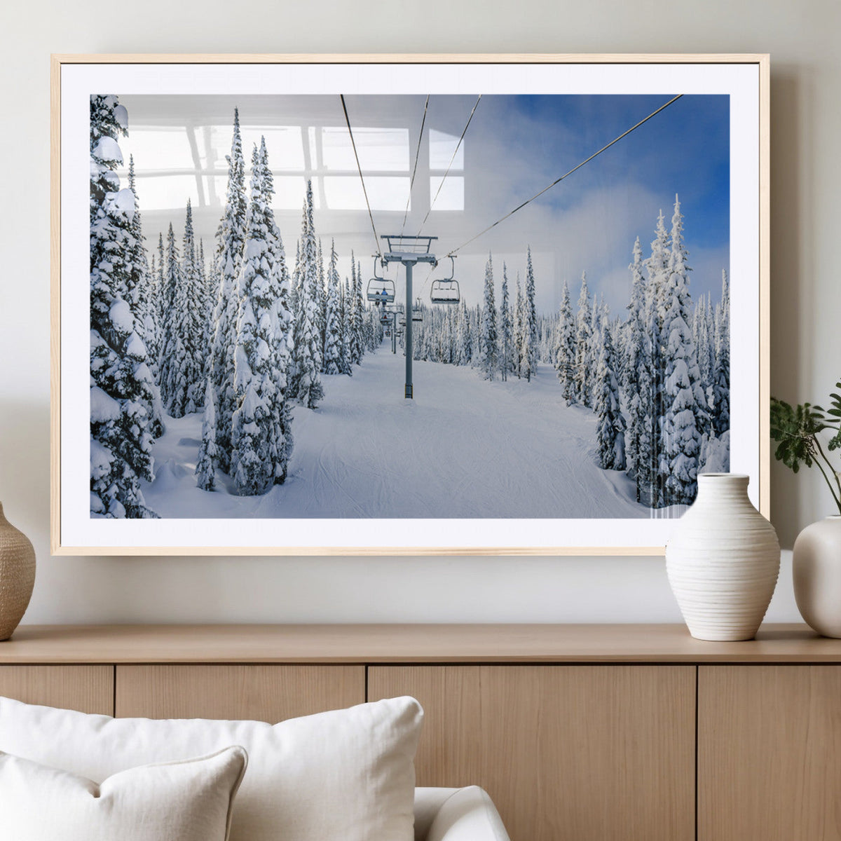 Winter Ski Lift Wall Art Print - Landscape Wall Art | Snowy