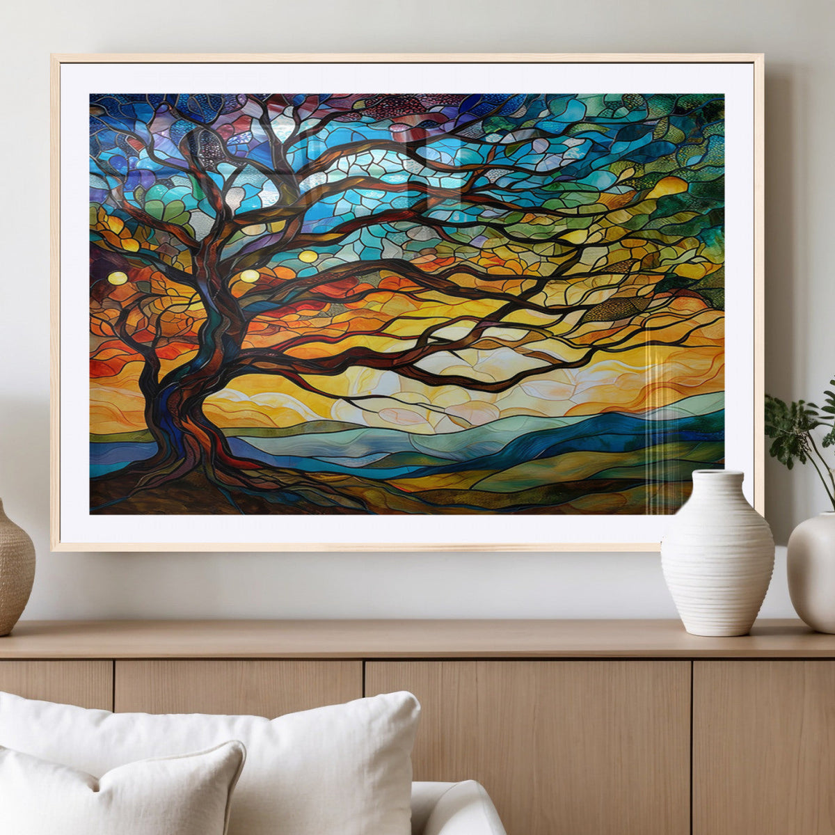 Mosaic Tree Wall Art | Ready to Hang Stained Glass Style
