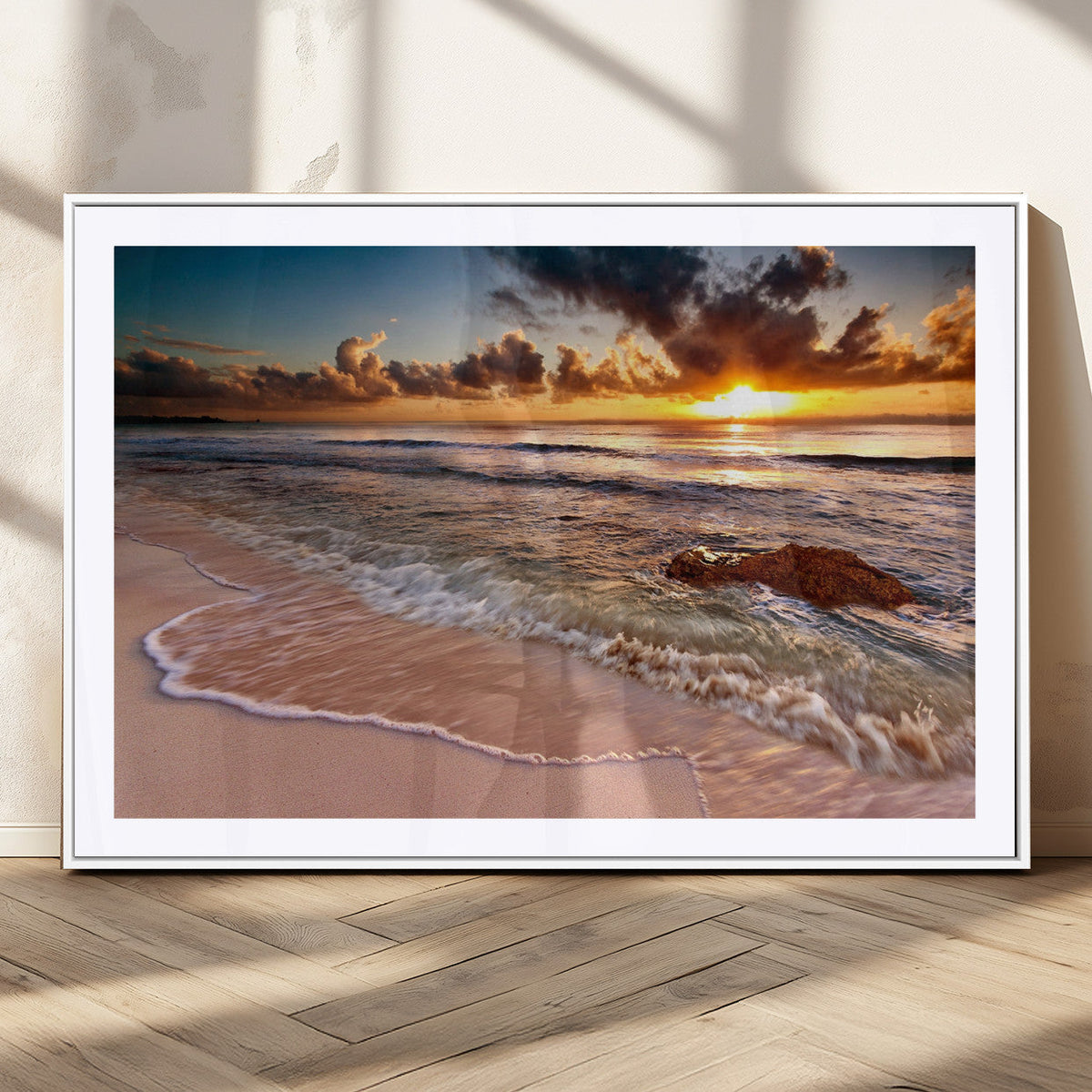 Sunset on Ocean Wall Art Canvas Print