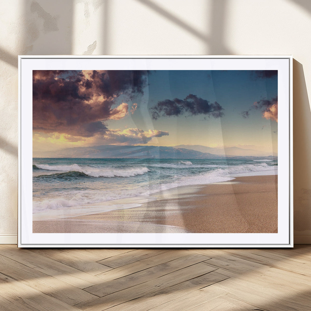 Cloudy Weather Beach Sunset Canvas Print | Sunrise Wall Art