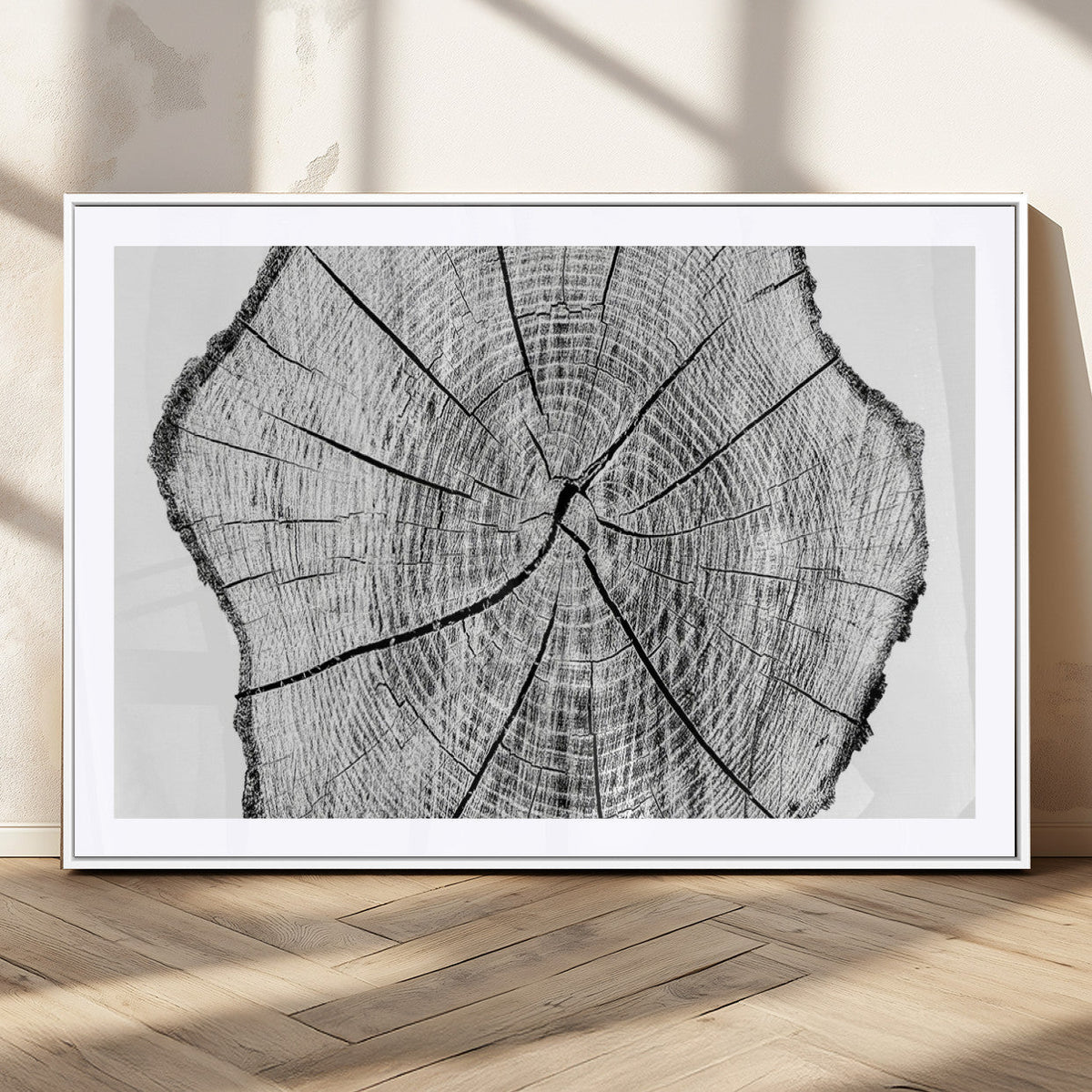 Rustic Tree Ring Wall Art Canvas Print – Framed and Ready to