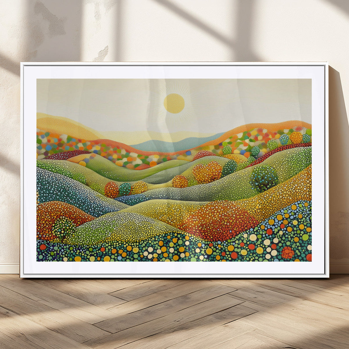 YAYOI KUSAMA Wall Art - Colorful Dot Art Landscape Canvas,