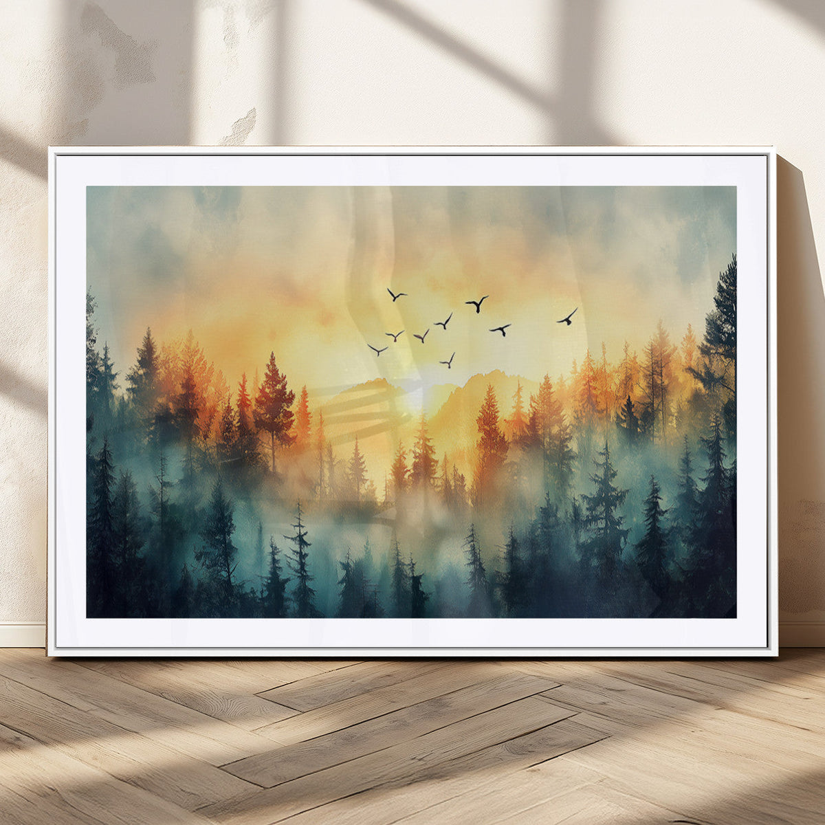 Abstract Forest Wall Art Print- Serene Nature Canvas Print